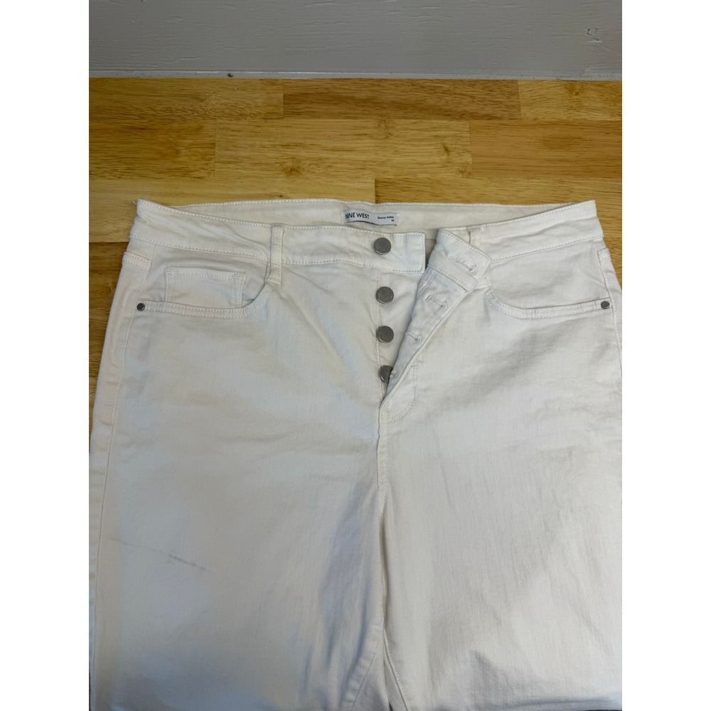 Nine West White Skinny Ankle Jeans Button Fly Raw Hem Size 16